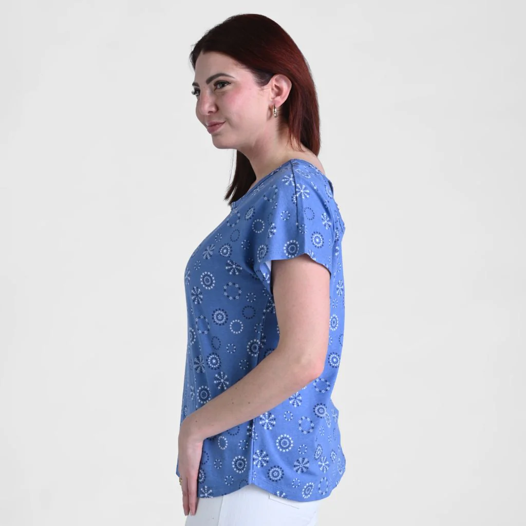 Printed Lattice Back Short Sleeve Tee - Image 4