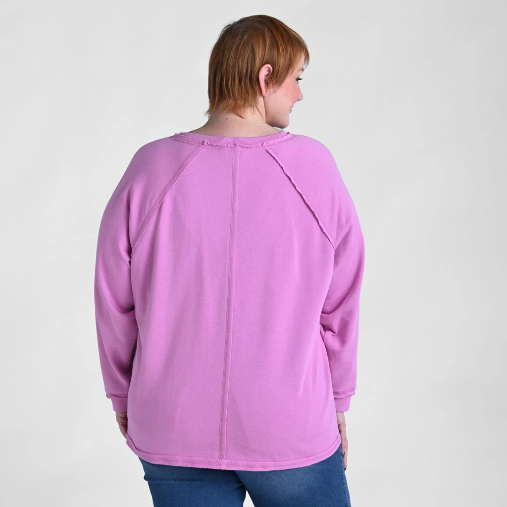 Relaxed Restyled Oversized French Terry Split Neck Top - Image 7
