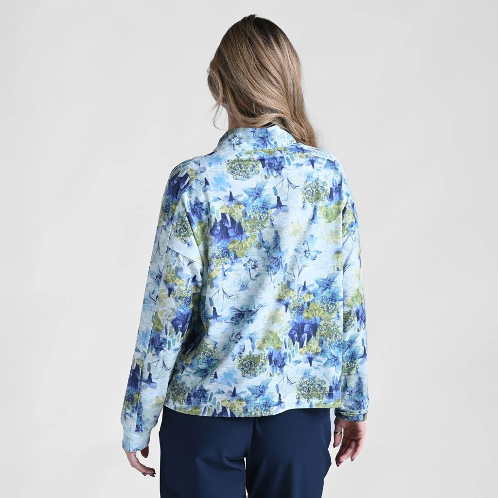 Relaxed Restyled Space Dye Print Quarter Snap Top - Image 3