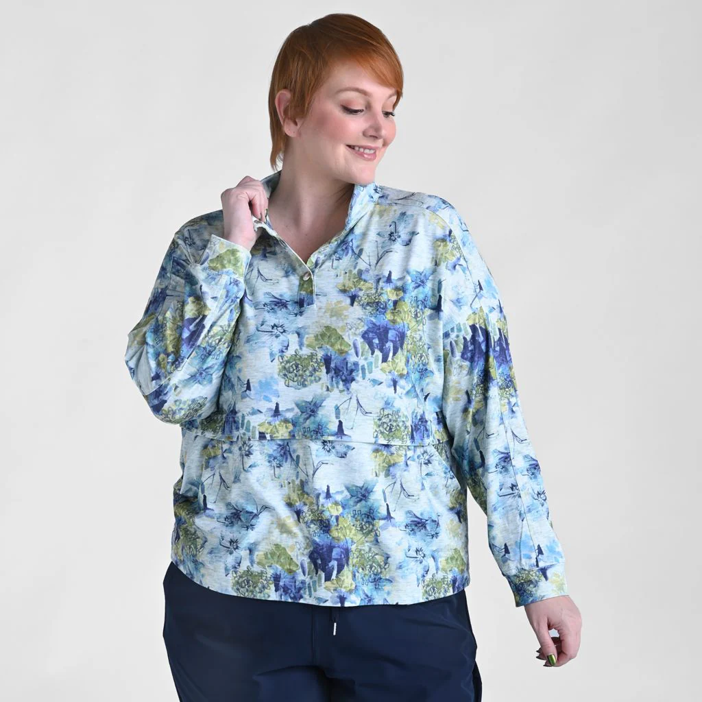 Relaxed Restyled Space Dye Print Quarter Snap Top - Image 5