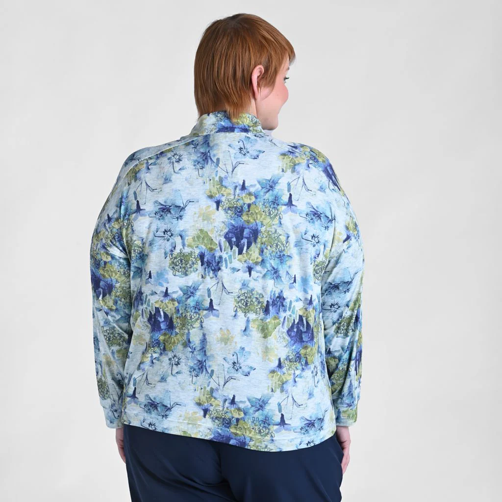 Relaxed Restyled Space Dye Print Quarter Snap Top - Image 7