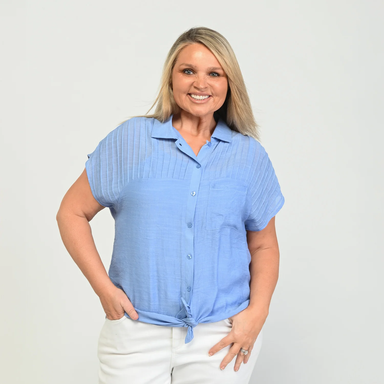 Tie Detail Dolman Sleeve Button Up Shirt - Image 5