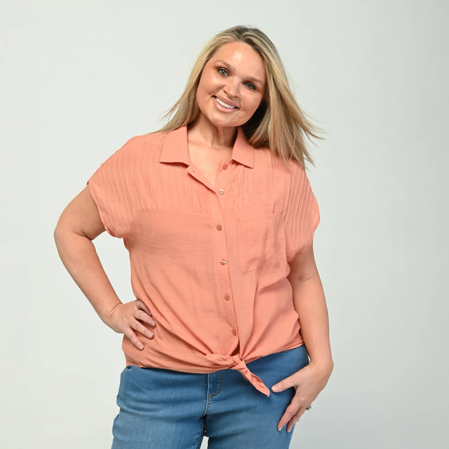 Tie Detail Dolman Sleeve Button Up Shirt - Image 6