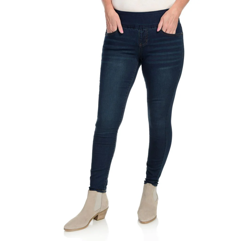Wide Waistband Pull-on Jean Leggings - Image 3